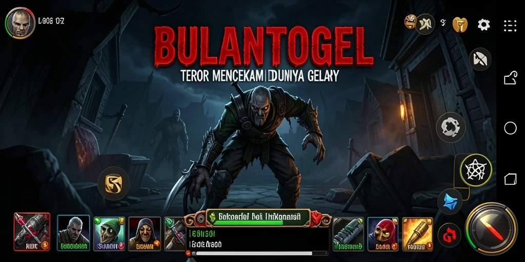 Tampilan gameplay menyeramkan di BULANTOGEL dengan suasana gelap.