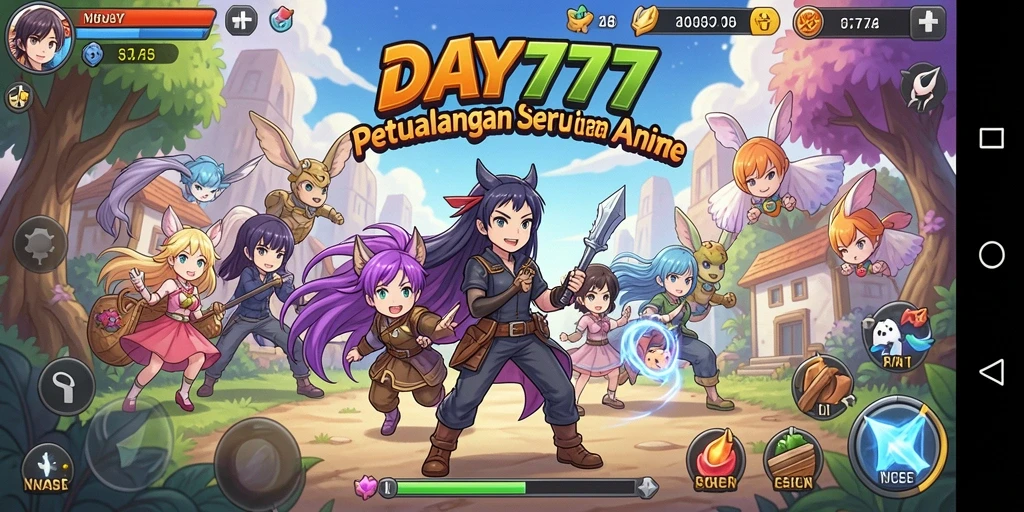 Screenshot utama DAY777 menampilkan aksi seru dalam permainan Anime.