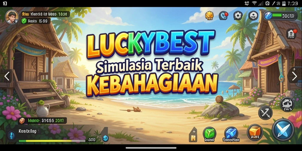 Screenshot gameplay LUCKYBEST menunjukkan dunia simulasi yang kaya.