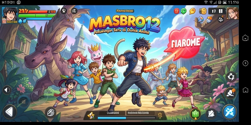 Screenshot gameplay seru dari MASBRO12 dengan karakter anime yang indah.