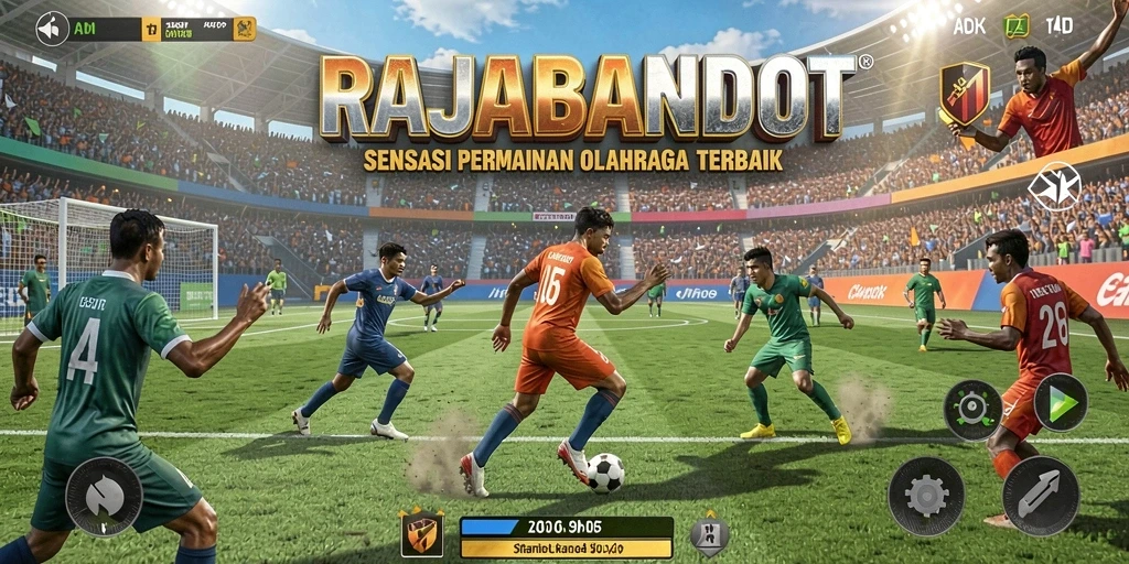 Tangkapan layar gameplay RAJABANDOT yang menunjukkan aksi olahraga yang mendebarkan.
