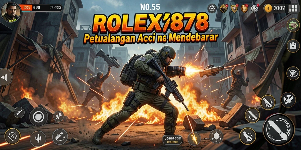 Tangkapan layar game ROLEX878 menampilkan aksi pertempuran yang menegangkan.
