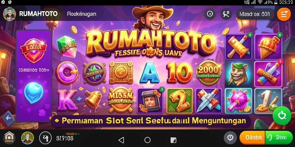 Screenshot gameplay RUMAHTOTO dengan gulungan slot yang menarik.